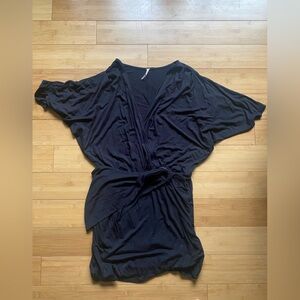 Free People Black Kimono Sleeve Wrap Dress